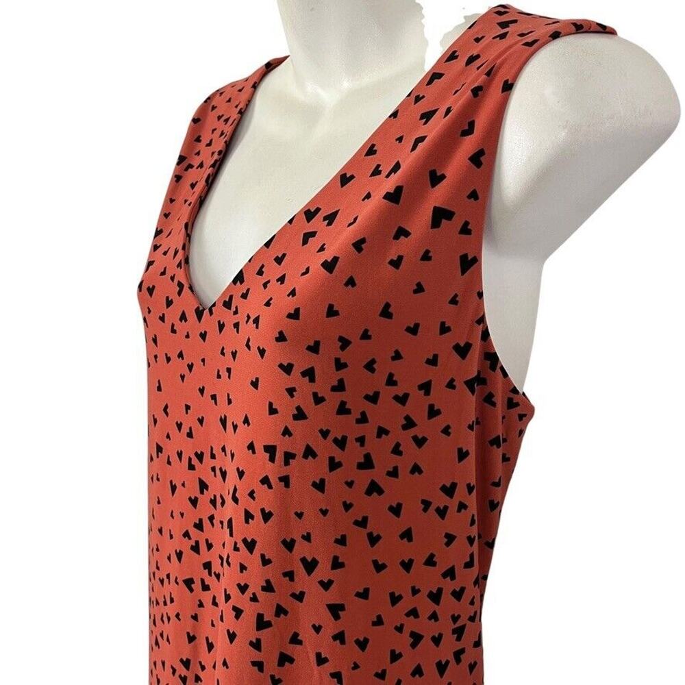 Anne Klein Womens Orange Black Stretch Jersey Knit Sleeveless V-Neck Dress sz L - Picture 10 of 16